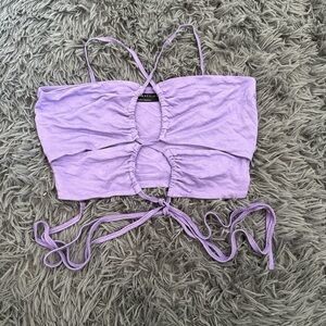 purple strappy crop top